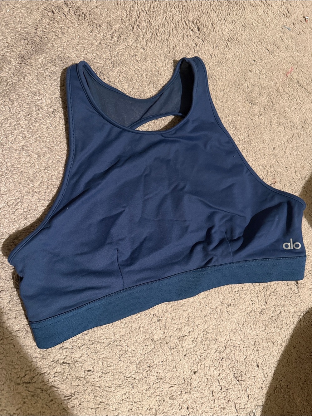 ALO Yoga Navy High-Neck Racerback Sports Bra